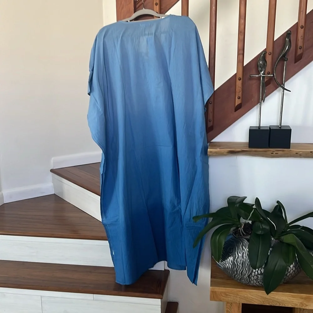NWT DEBBIE KATZ Mystic Embroidered Kaftan Cover-up Cotton Maxi Dress